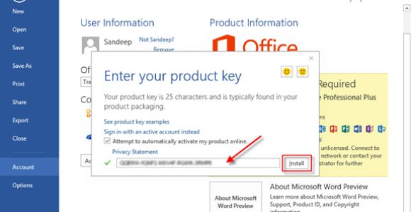 how to activate office 2016 for mac with key